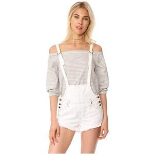 We the Free Womens white Jean cutoff overalls Size 24